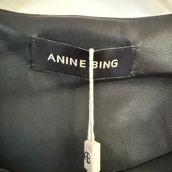 Anine Bing Joey Dress Faux Leather Wrap Mini Black Size Small NEW - Picture 7 of 9